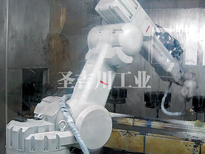 電子、家電類部件自動旋轉(zhuǎn)機器人噴漆線